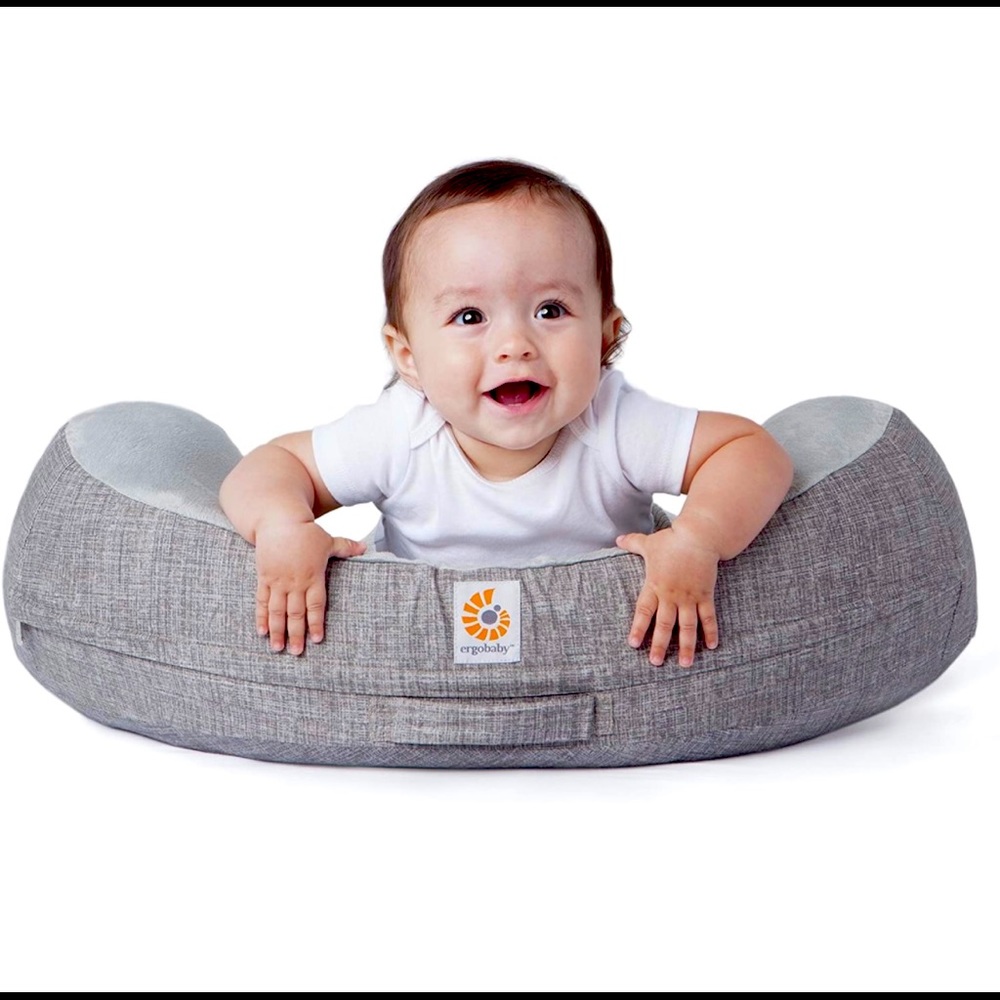 Ergobaby Breastfeeding Pillow with Cover, Natural Curve, Heathered Grey